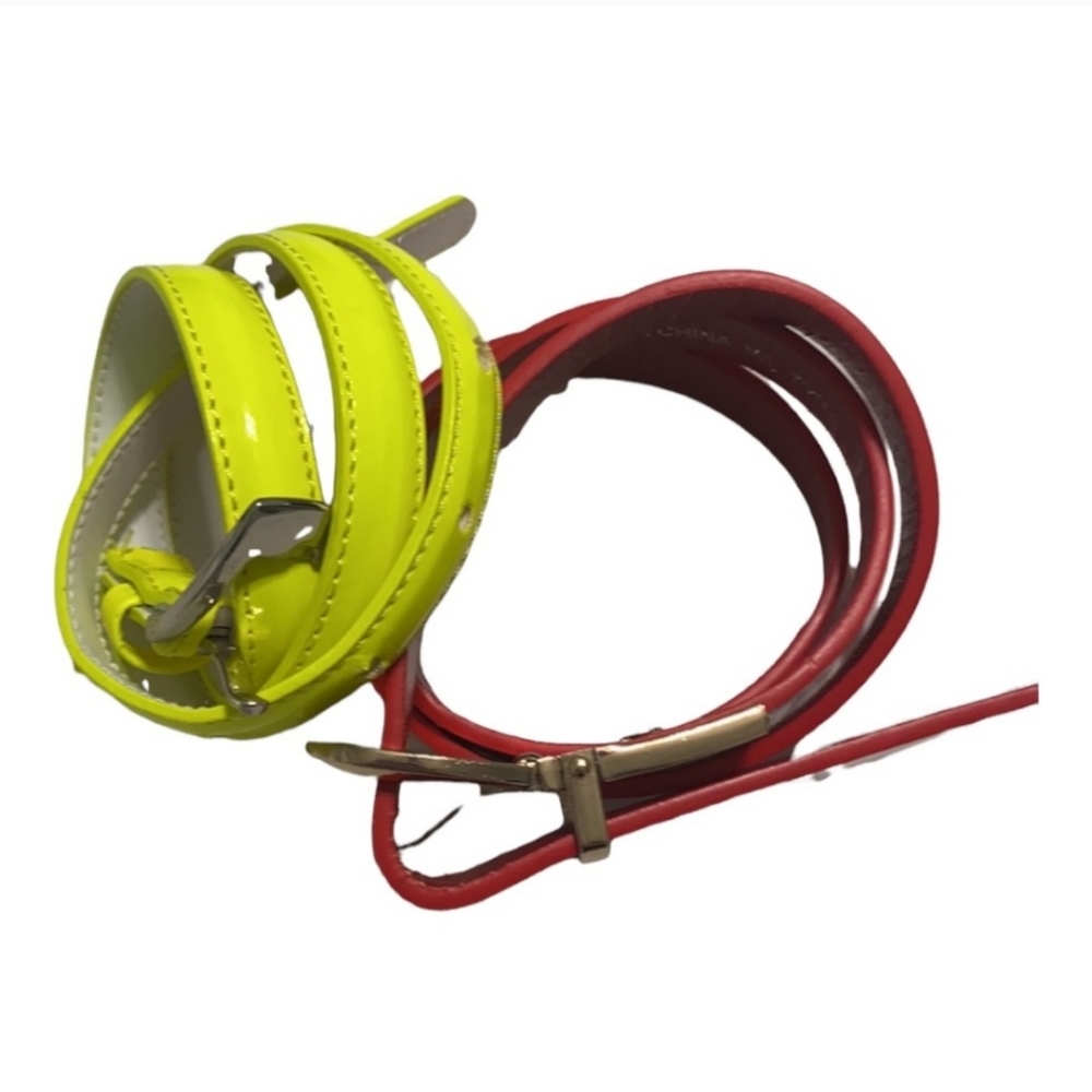 2 Skinny Belts Red & Yellow Size M/L